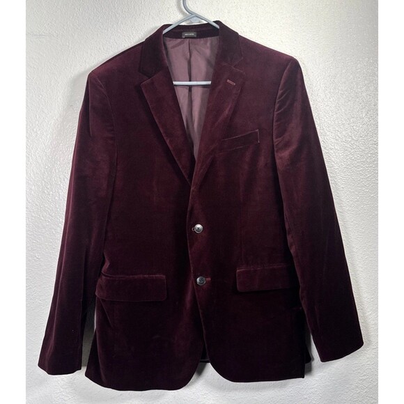 J. Ferrar Evening Ed. Merlot Velvet Men's Blazer Jacket Slim Fit 42R Burgundy - Picture 1 of 16